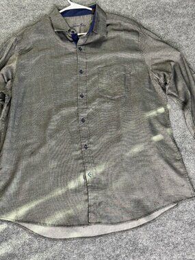 Jason Elba Shirt Mens XL Gray Geometric Long Sleeve Button Up Point Collar